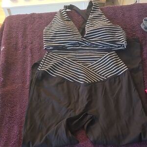 Women's Black and White Striped Jumpsuit